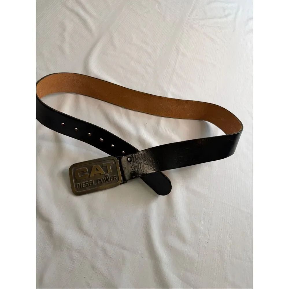 CAT Diesel Power Black Leather Vintage Belt Size 36